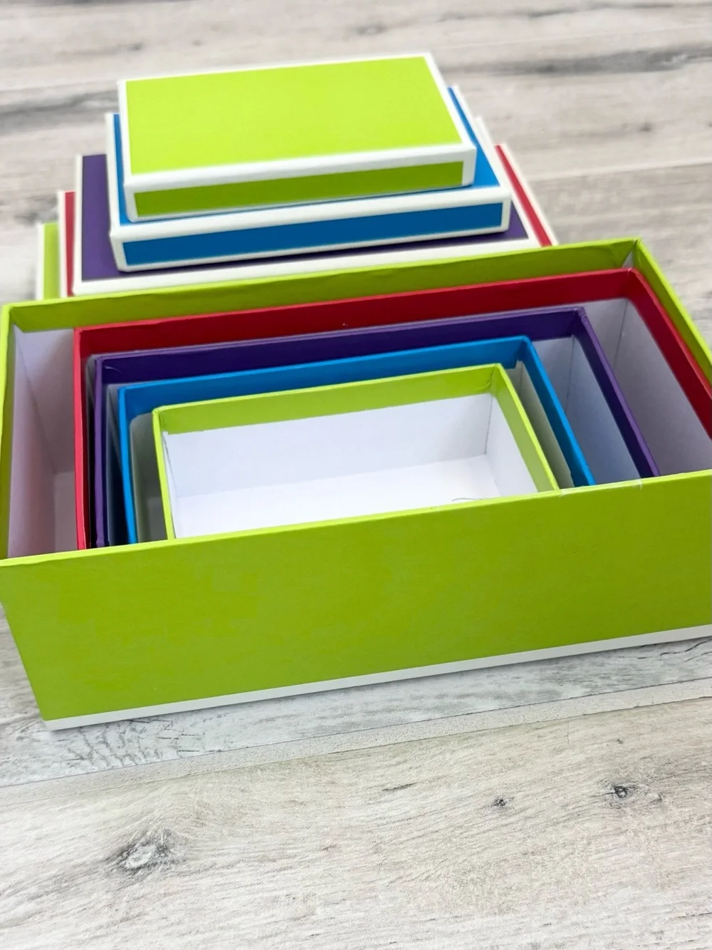 Vibrant Color Variety Nested Rectangular Boxes - Picture 3 of 7